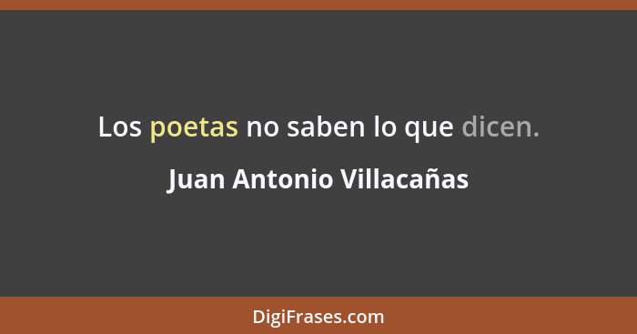 Los poetas no saben lo que dicen.... - Juan Antonio Villacañas