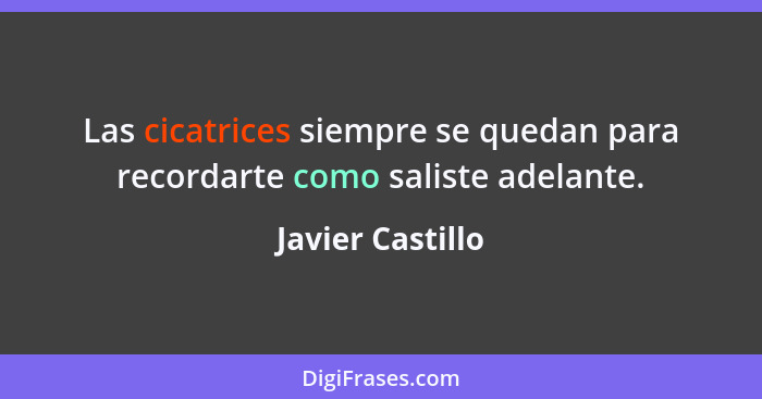 Las cicatrices siempre se quedan para recordarte como saliste adelante.... - Javier Castillo