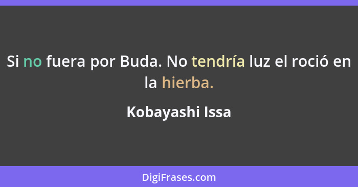 Si no fuera por Buda. No tendría luz el roció en la hierba.... - Kobayashi Issa