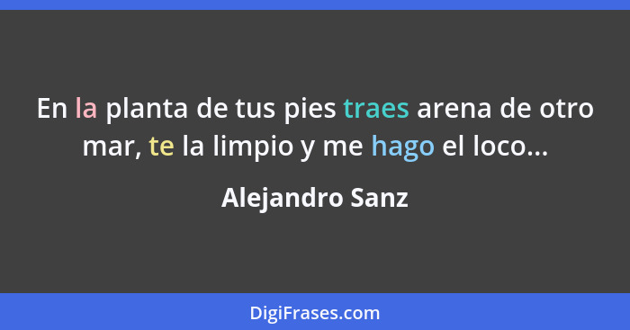 En la planta de tus pies traes arena de otro mar, te la limpio y me hago el loco...... - Alejandro Sanz