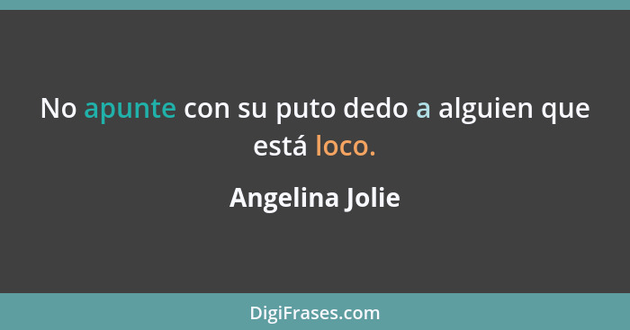 No apunte con su puto dedo a alguien que está loco.... - Angelina Jolie