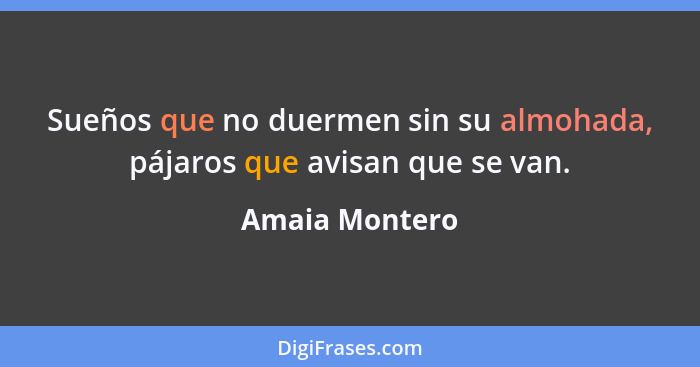 Sueños que no duermen sin su almohada, pájaros que avisan que se van.... - Amaia Montero