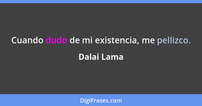 Cuando dudo de mi existencia, me pellizco.... - Dalai Lama