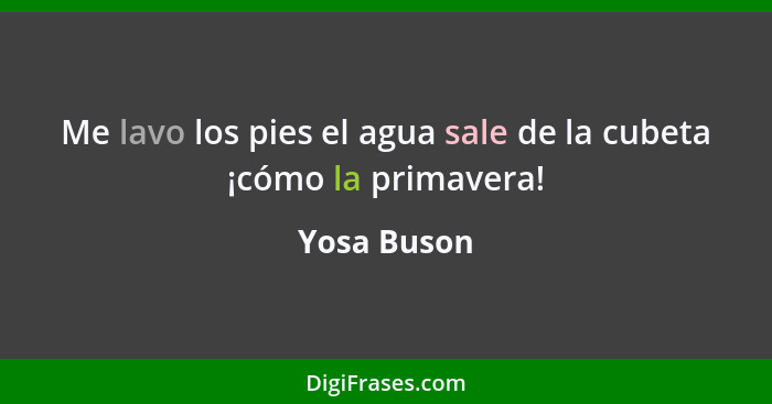 Me lavo los pies el agua sale de la cubeta ¡cómo la primavera!... - Yosa Buson