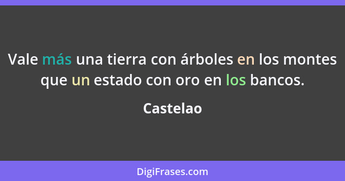 Vale más una tierra con árboles en los montes que un estado con oro en los bancos.... - Castelao