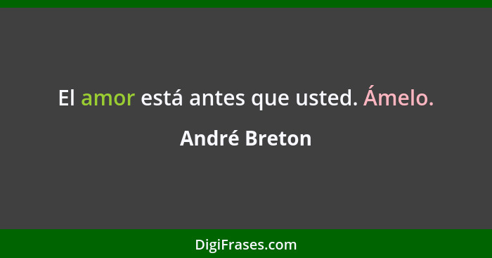 El amor está antes que usted. Ámelo.... - André Breton