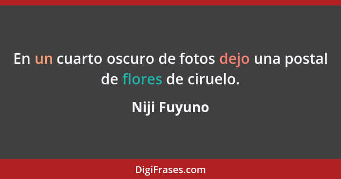 En un cuarto oscuro de fotos dejo una postal de flores de ciruelo.... - Niji Fuyuno