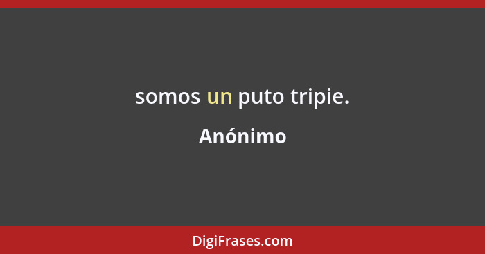 somos un puto tripie.... - Anónimo