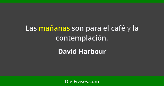 Las mañanas son para el café y la contemplación.... - David Harbour
