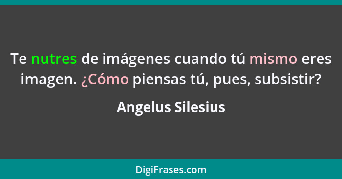 Te nutres de imágenes cuando tú mismo eres imagen. ¿Cómo piensas tú, pues, subsistir?... - Angelus Silesius