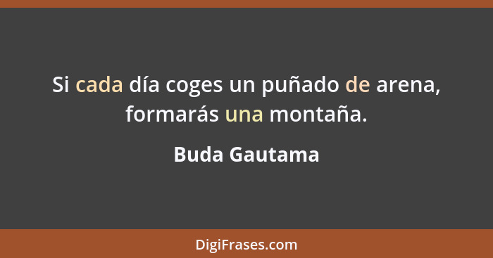 Si cada día coges un puñado de arena, formarás una montaña.... - Buda Gautama