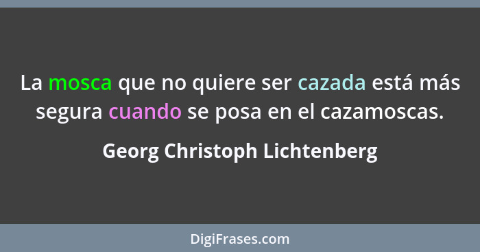 La mosca que no quiere ser cazada está más segura cuando se posa en el cazamoscas.... - Georg Christoph Lichtenberg