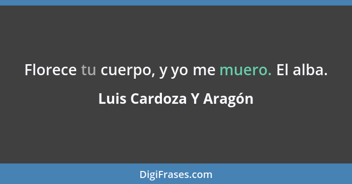 Florece tu cuerpo, y yo me muero. El alba.... - Luis Cardoza Y Aragón