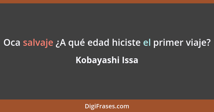 Oca salvaje ¿A qué edad hiciste el primer viaje?... - Kobayashi Issa