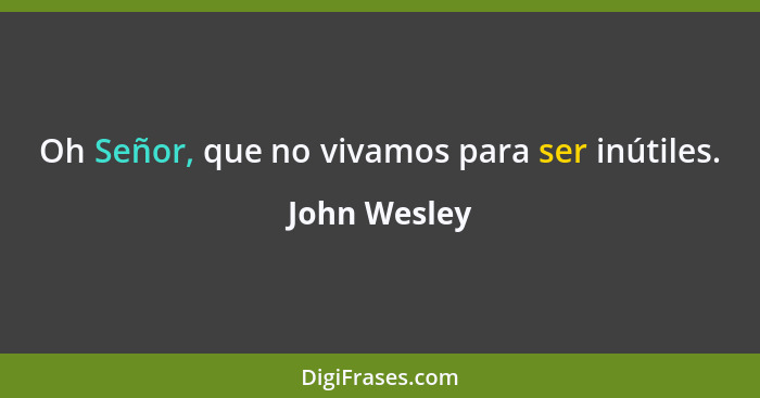 Oh Señor, que no vivamos para ser inútiles.... - John Wesley