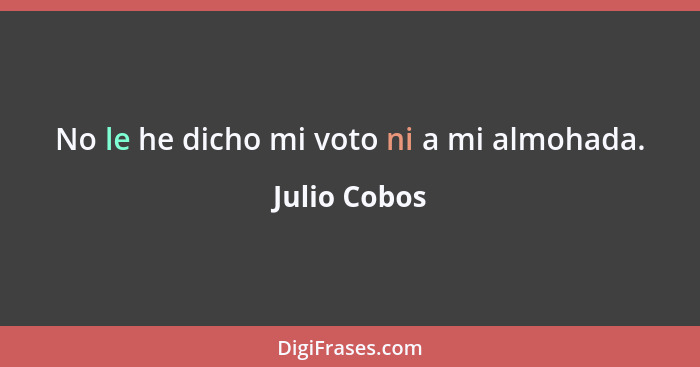 No le he dicho mi voto ni a mi almohada.... - Julio Cobos