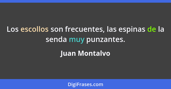 Los escollos son frecuentes, las espinas de la senda muy punzantes.... - Juan Montalvo