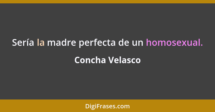 Sería la madre perfecta de un homosexual.... - Concha Velasco