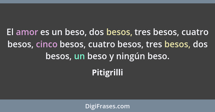 El amor es un beso, dos besos, tres besos, cuatro besos, cinco besos, cuatro besos, tres besos, dos besos, un beso y ningún beso.... - Pitigrilli