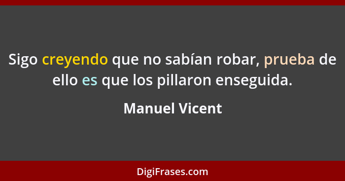 Sigo creyendo que no sabían robar, prueba de ello es que los pillaron enseguida.... - Manuel Vicent