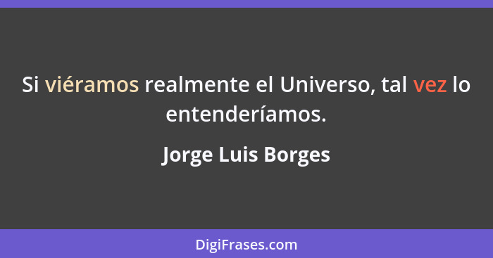 Si viéramos realmente el Universo, tal vez lo entenderíamos.... - Jorge Luis Borges