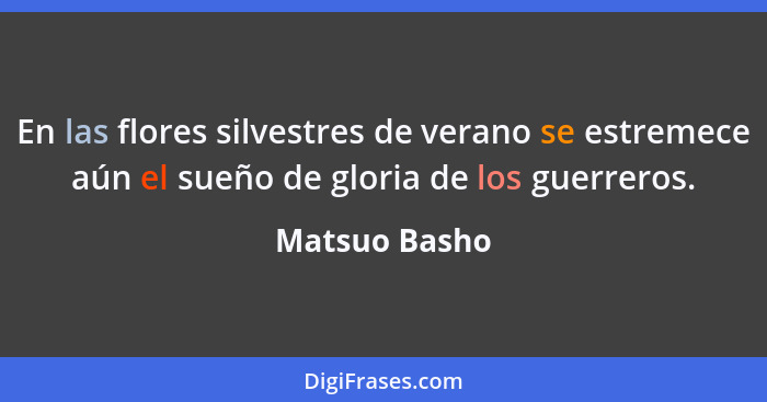 En las flores silvestres de verano se estremece aún el sueño de gloria de los guerreros.... - Matsuo Basho