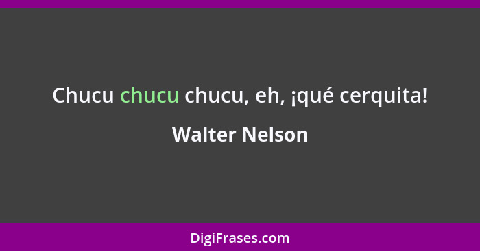 Chucu chucu chucu, eh, ¡qué cerquita!... - Walter Nelson