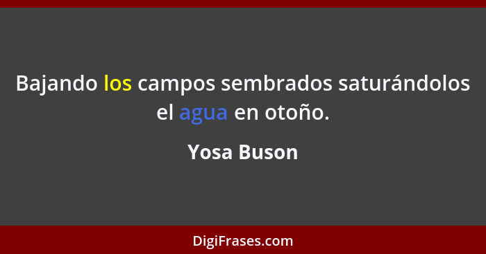 Bajando los campos sembrados saturándolos el agua en otoño.... - Yosa Buson