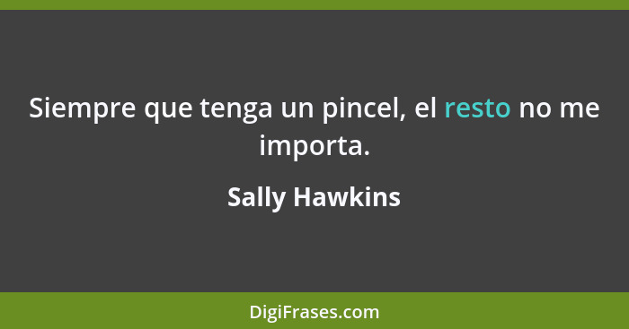 Siempre que tenga un pincel, el resto no me importa.... - Sally Hawkins