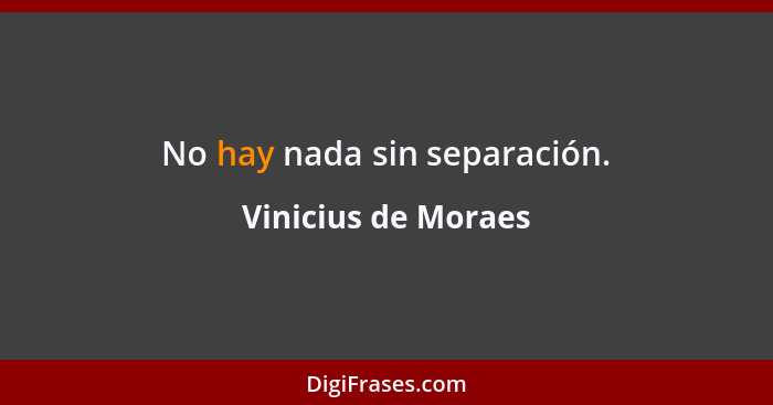 No hay nada sin separación.... - Vinicius de Moraes