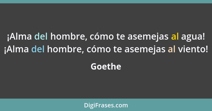 ¡Alma del hombre, cómo te asemejas al agua! ¡Alma del hombre, cómo te asemejas al viento!... - Goethe