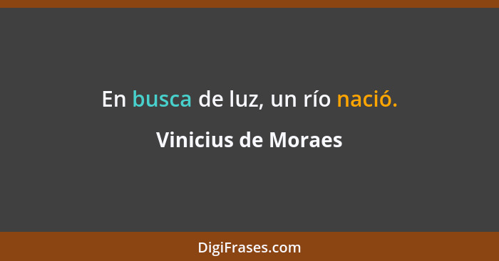 En busca de luz, un río nació.... - Vinicius de Moraes