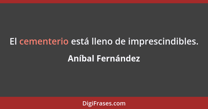 El cementerio está lleno de imprescindibles.... - Aníbal Fernández