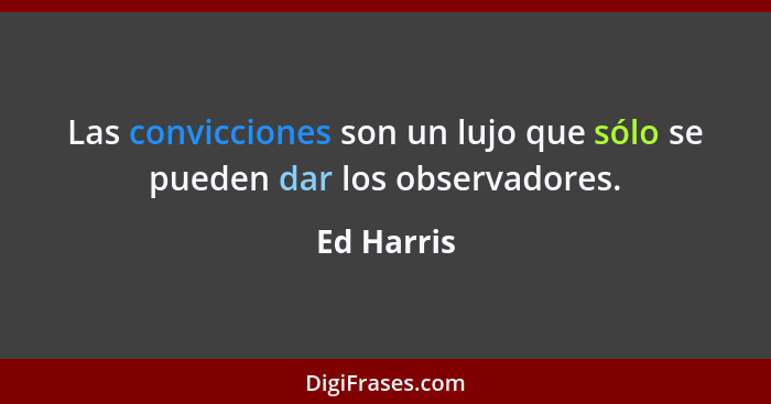 Las convicciones son un lujo que sólo se pueden dar los observadores.... - Ed Harris