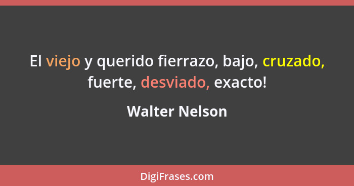 El viejo y querido fierrazo, bajo, cruzado, fuerte, desviado, exacto!... - Walter Nelson