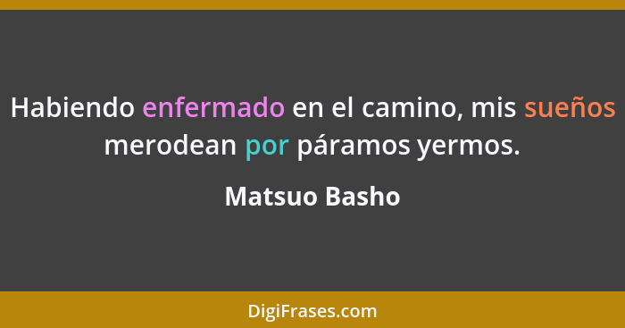 Habiendo enfermado en el camino, mis sueños merodean por páramos yermos.... - Matsuo Basho