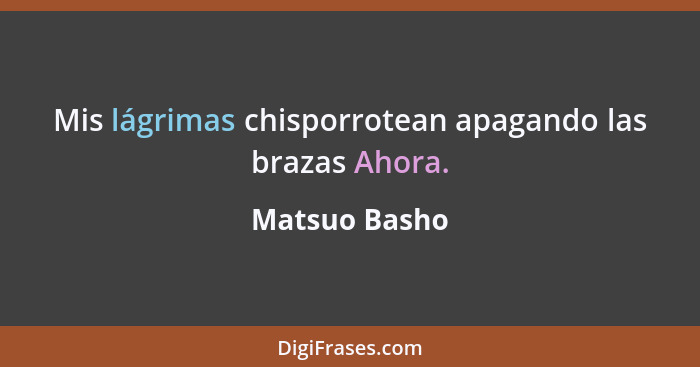 Mis lágrimas chisporrotean apagando las brazas Ahora.... - Matsuo Basho