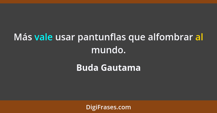 Más vale usar pantunflas que alfombrar al mundo.... - Buda Gautama