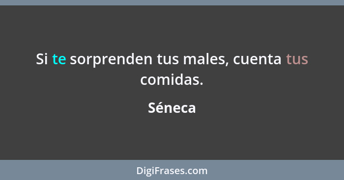 Si te sorprenden tus males, cuenta tus comidas.... - Séneca