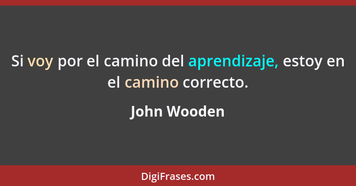 Si voy por el camino del aprendizaje, estoy en el camino correcto.... - John Wooden