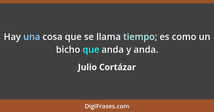 Hay una cosa que se llama tiempo; es como un bicho que anda y anda.... - Julio Cortázar