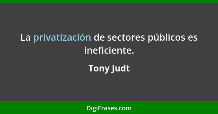 La privatización de sectores públicos es ineficiente.... - Tony Judt