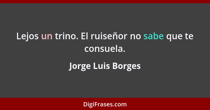 Lejos un trino. El ruiseñor no sabe que te consuela.... - Jorge Luis Borges