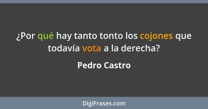 ¿Por qué hay tanto tonto los cojones que todavía vota a la derecha?... - Pedro Castro
