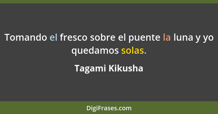 Tomando el fresco sobre el puente la luna y yo quedamos solas.... - Tagami Kikusha