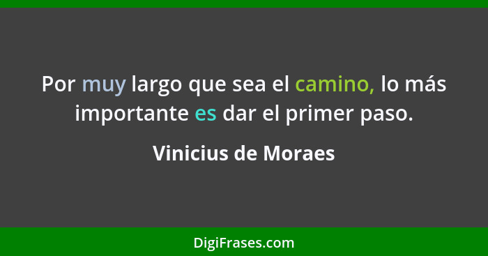 Por muy largo que sea el camino, lo más importante es dar el primer paso.... - Vinicius de Moraes