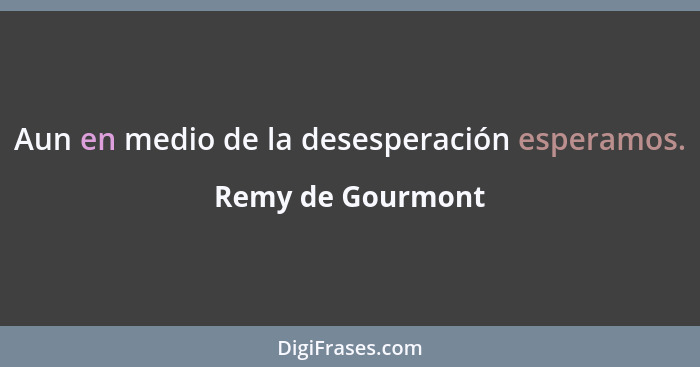 Aun en medio de la desesperación esperamos.... - Remy de Gourmont