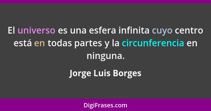 El universo es una esfera infinita cuyo centro está en todas partes y la circunferencia en ninguna.... - Jorge Luis Borges