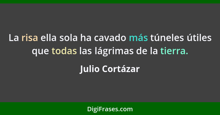 La risa ella sola ha cavado más túneles útiles que todas las lágrimas de la tierra.... - Julio Cortázar