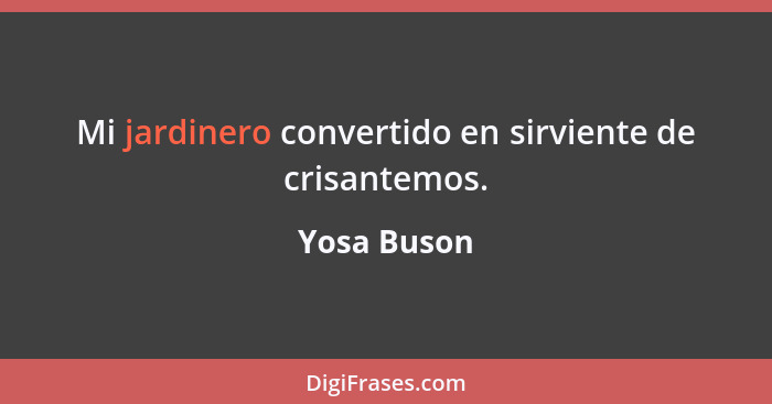 Mi jardinero convertido en sirviente de crisantemos.... - Yosa Buson